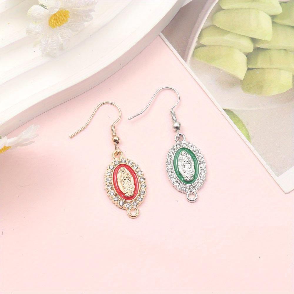 4/8/13pcs Alloy Enamel Virgin Mary Pendant Chain Virgin Mary Pendant Cross Connection Bracelet Pendant, Used for DIY Necklace Jewelry Making