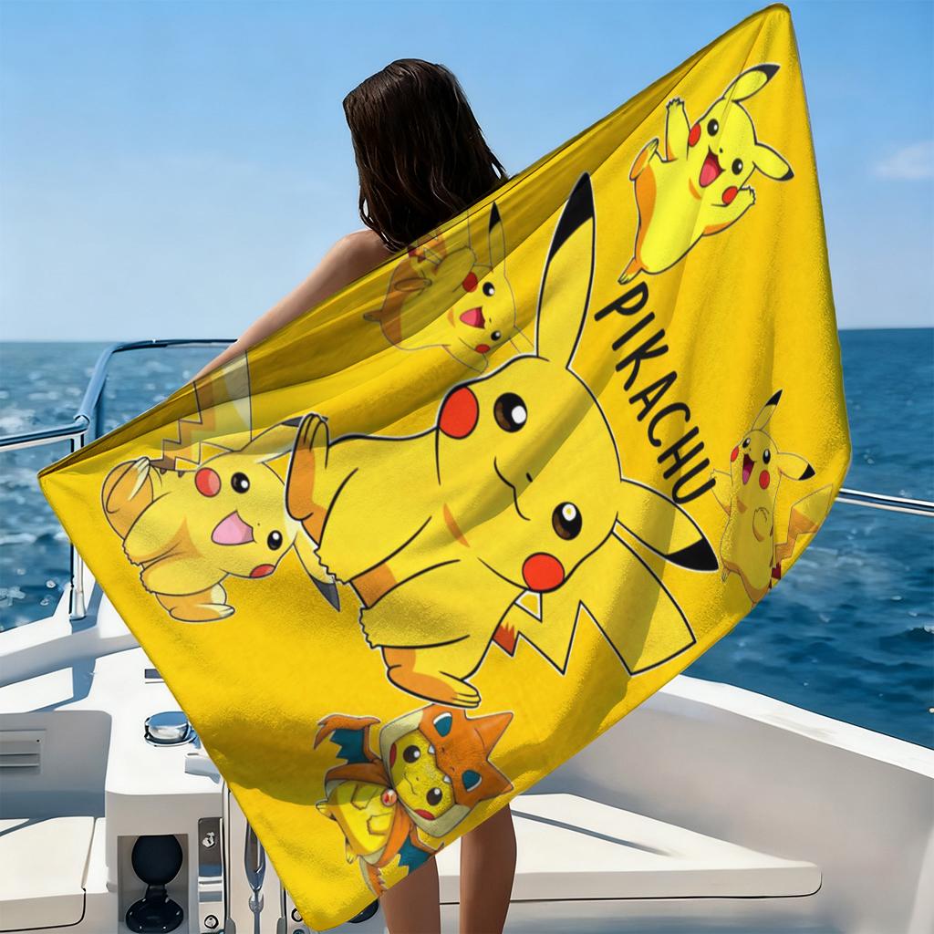 1pc P-Pokmon Pikachu Beach Towel Quick-drying Small To Large Suitable for Beach Pool Yoga Gym Home Cute Gift for Friend Family