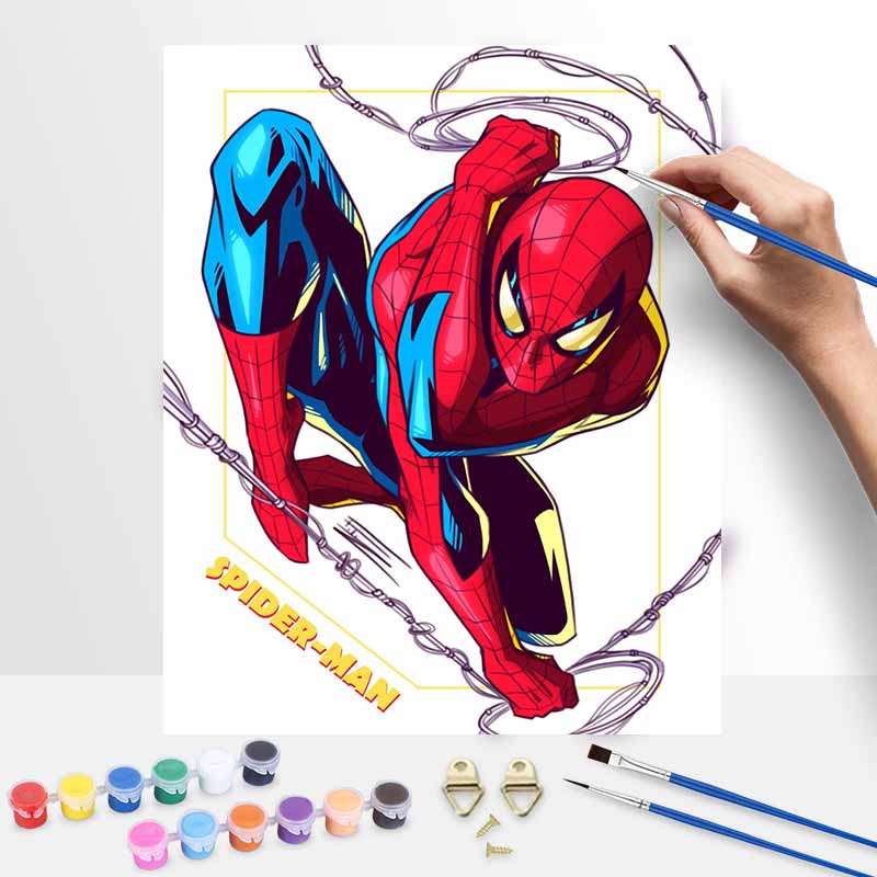 Disney SpiderMan oil painting art handmade diy painting home decoration gift 20x30cm