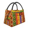 African Elements Pattern Insulated Lunch Bags Women Africa Culture Lunch Container for Outdoor Picnic Storage Meal Food Box