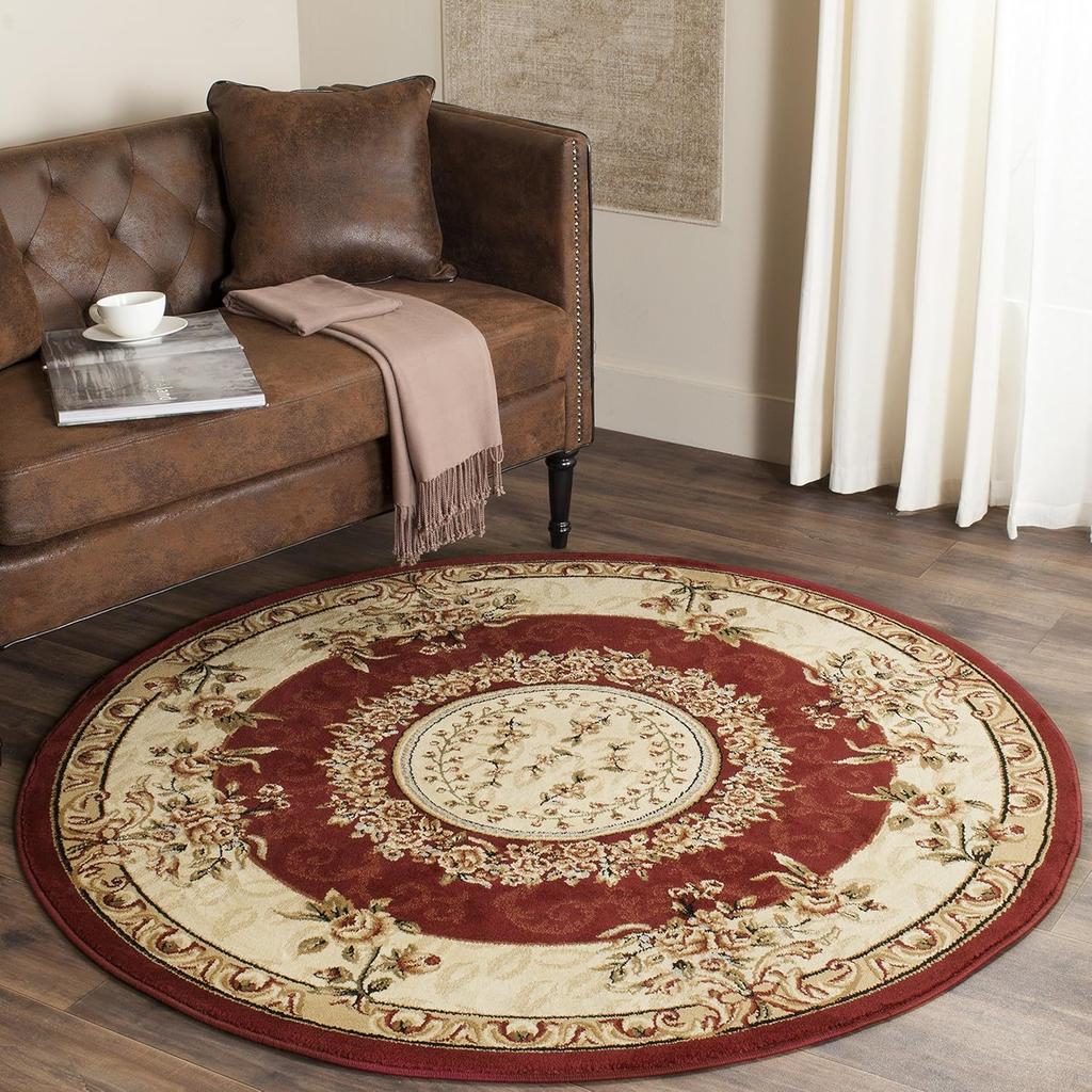 Retro Floral American Round Carpet Universal Anti Slip and Comfortable Carpet for Bedrooms and Living Rooms
