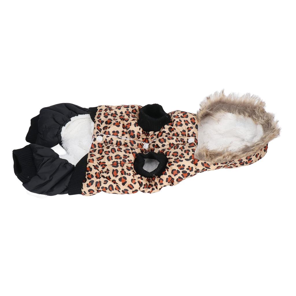 Cane Stampa Leopardo Vestiti Invernali Carino Largo Ispessito Previene la Perdita di Pelo Animale Domestico Cappotto Caldo per Cani Piccoli Medi Stampa Leopardo
