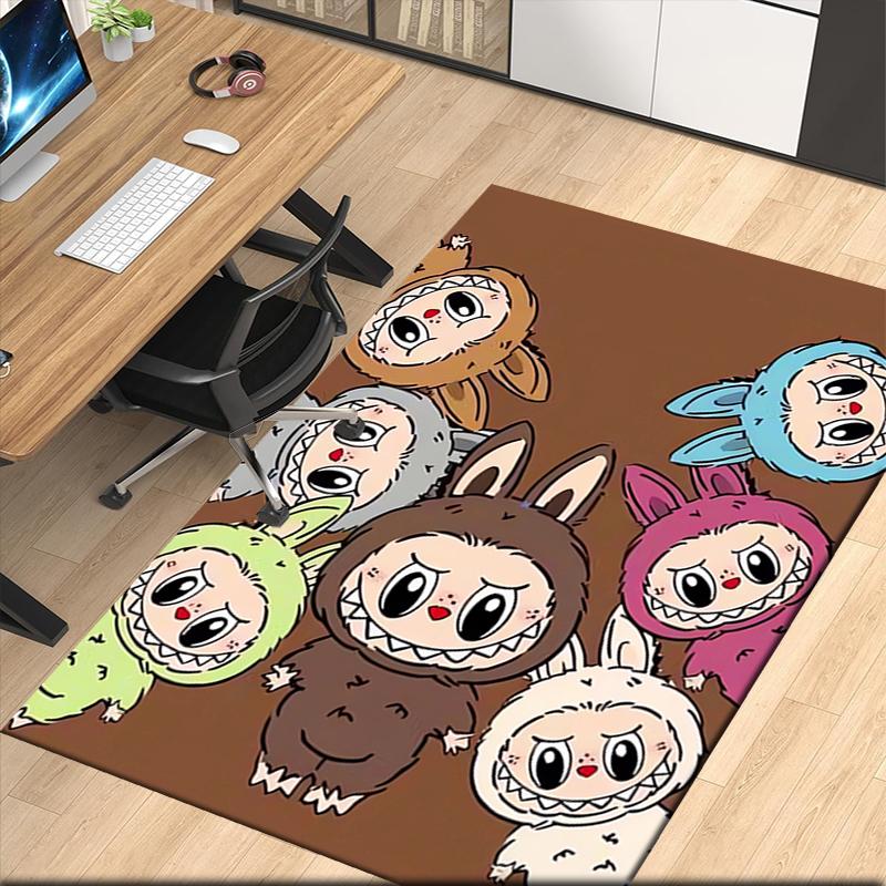Labubu Teppich mit Aufdruck, für Bürostuhl Wohnzimmer Schlafzimmer Küche Raumdekoration Geschenke.