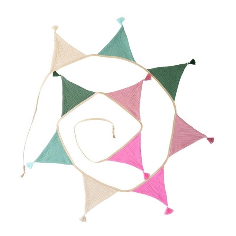 Festoni Bandierine in Cotone Crepe Colori Caramella Luminosi Per Asilo Nido Compleanni di Bambini Feste Eventi