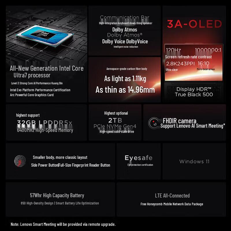 Lenovo ThinkPad X1 Carbon 2025 14-inch 2.8K OLED 4G Laptop (CN Version)