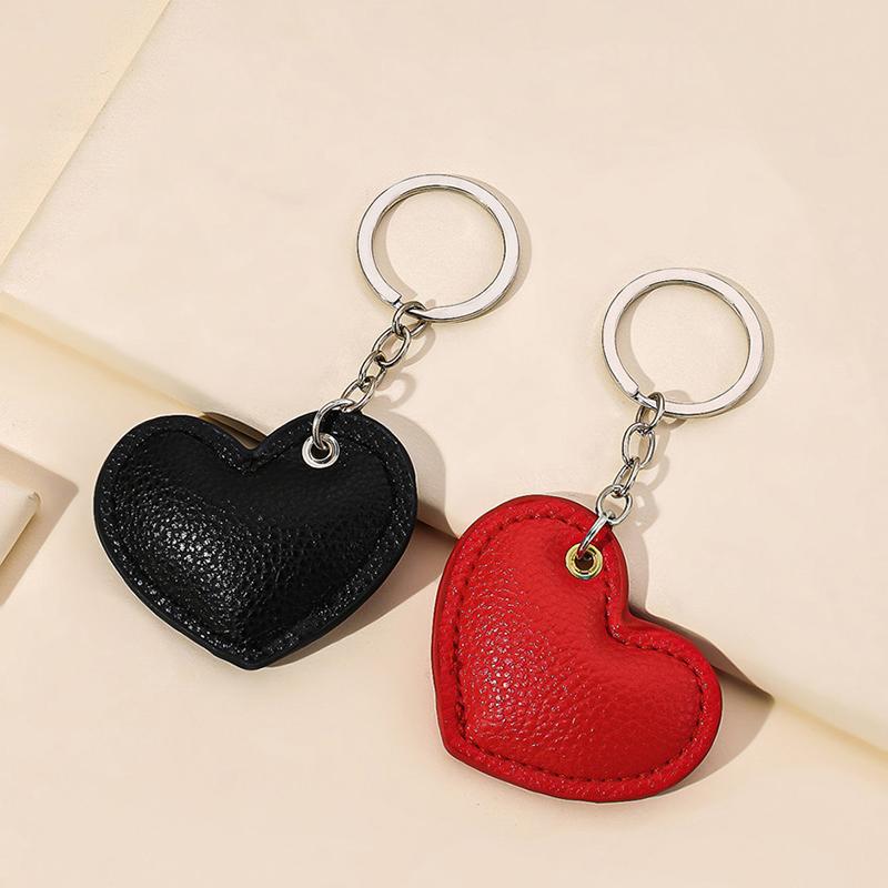 WTEMPO Couple PU Leather Heart-shaped Design Keychains Kit Heart-shaped Car Keychains & Door Keychains Valentine's Day Gifts Pendants