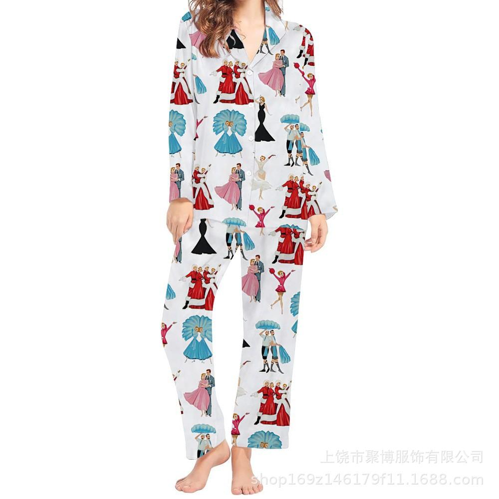Europe and the United States Hot-selling New Christmas 1D Digital Printing Women's Pajamas Homewear Can Be D Wholesale Set