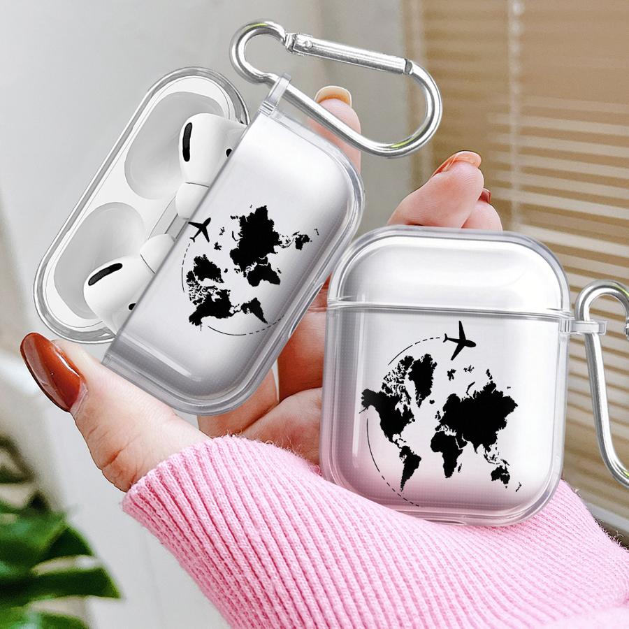 Case For Airpods 1 2 4 Pro2 Pro3 Pro 3 Clear Earphone Cases Cover Airplane Art
