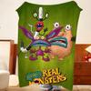 Cartoon A-Aaahh Real M-Monsters Throw Flannel Throw Blanket, Lightweight Cozy, Durable Washable Cute Cool