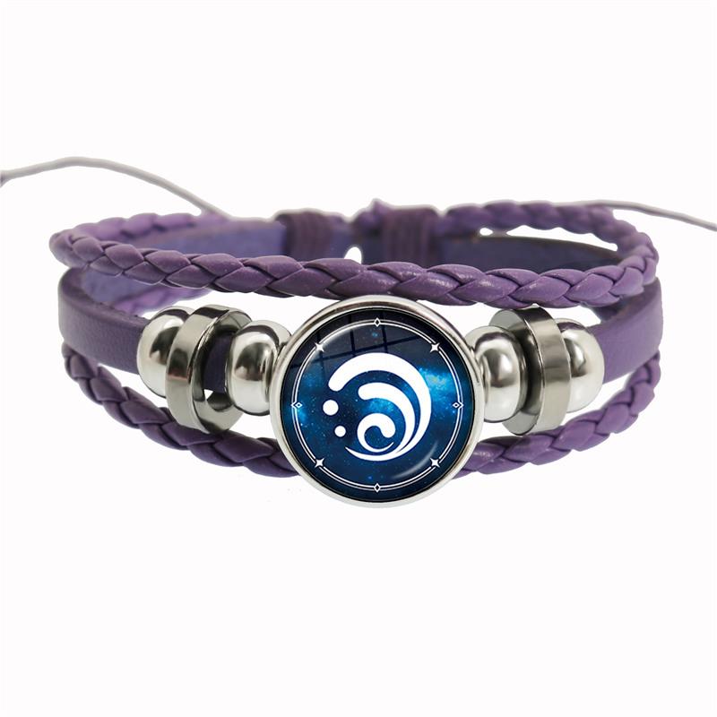 Genshin Impact Spiel Cosplay Requisite Auge Gottes Wasser Wind Donner Feuer Gestein Eis Element Lila Armband Schmuck Fans Geschenk