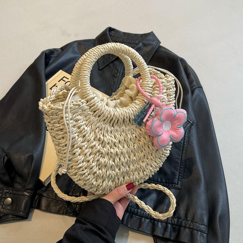 

Новая модная женская плетеная сумка, переносная корзина, женская летняя популярная соломенная сумка через плечо