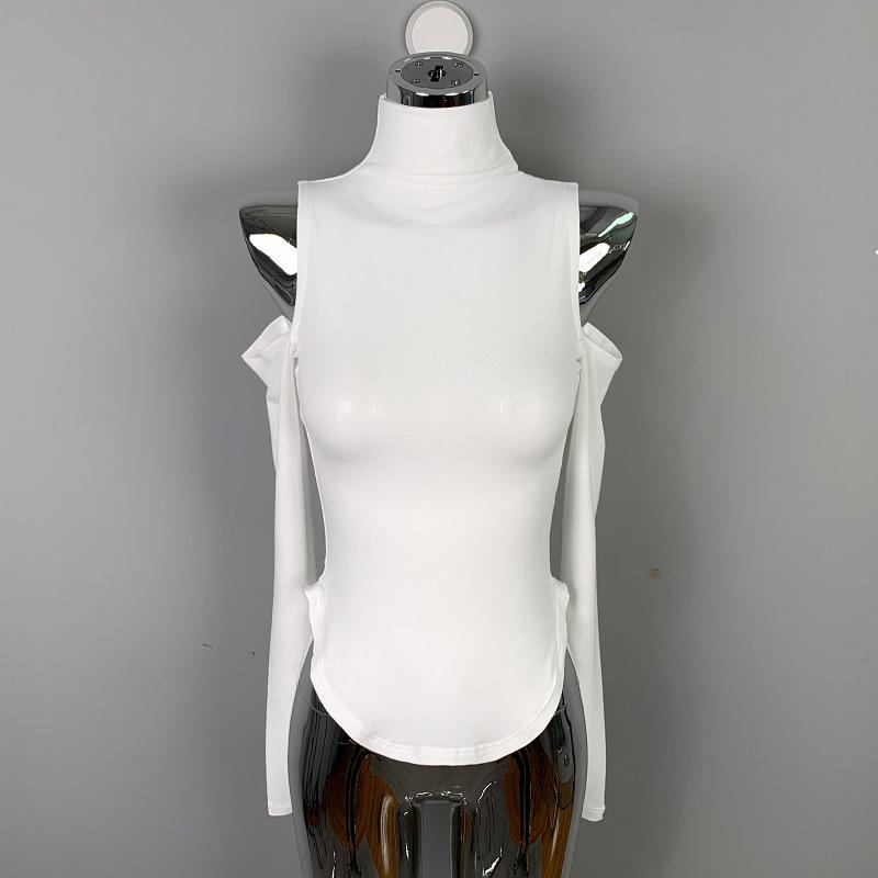 

Dongdaemun Off-Shoulder Slimming Bodycon Long Sleeve Top for Women One Size білий