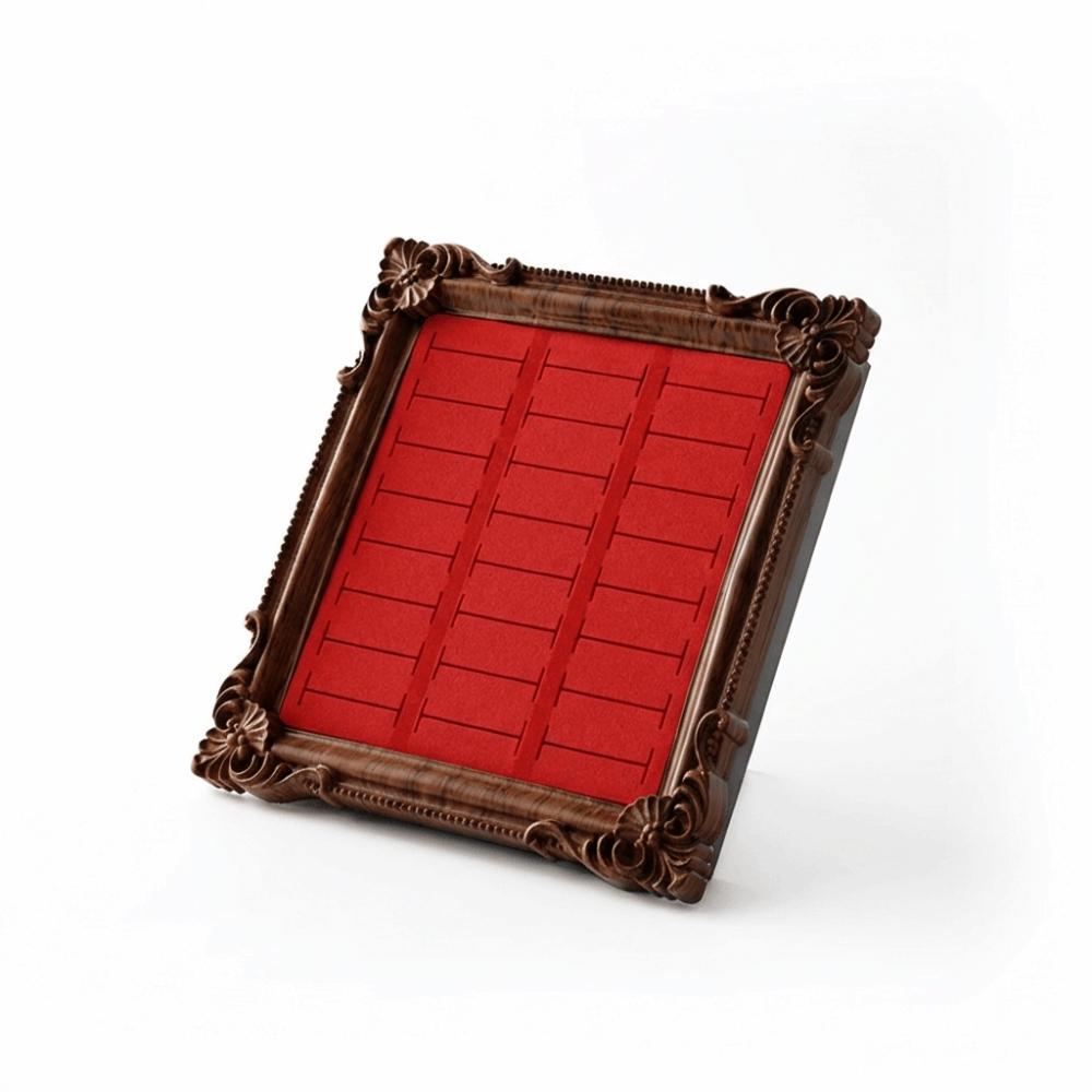 

European-style Vintage Jewelry Display Rack Aesthetic Square Photo Frame Wooden Ring Display Gold Trinket Stand