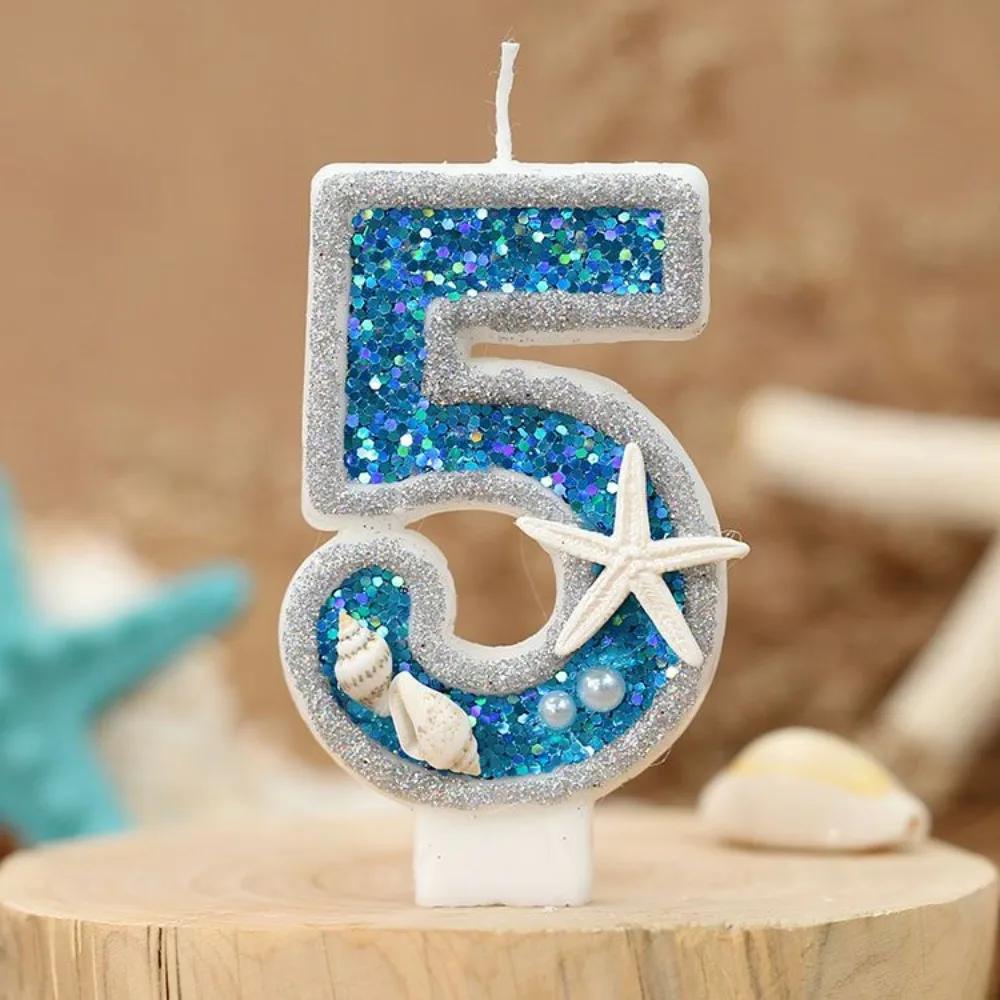 Ocean Starfish Conch Digital Candle, New Birthday Candle Creative Digital Handmade Candle Cakes Decoration Candle Ornament