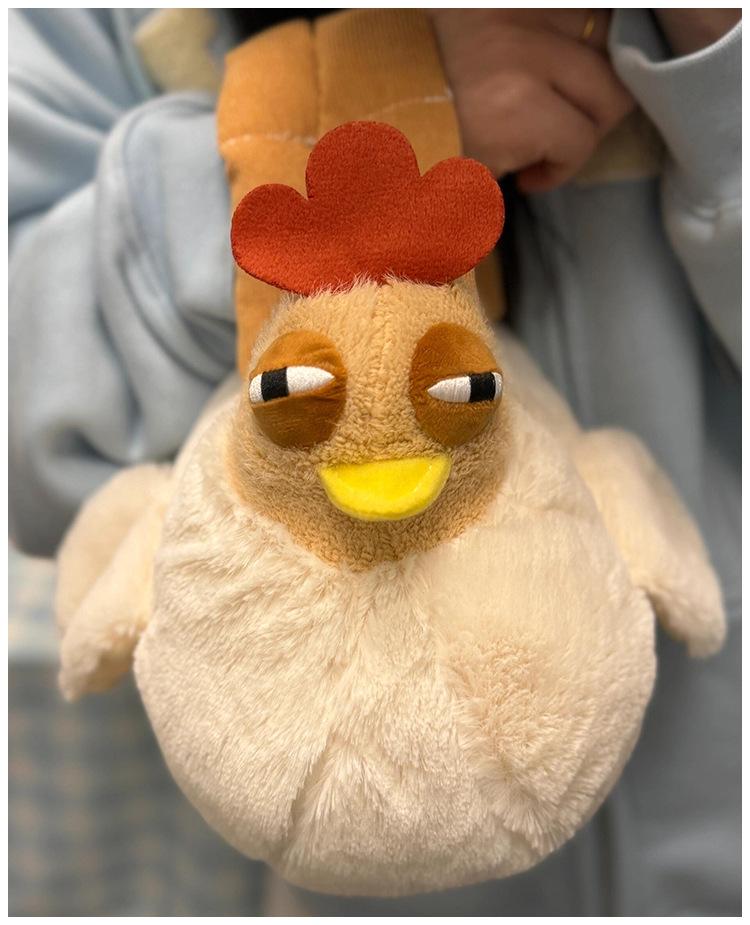 Funny Playful Giggle Chicken Plush Handbag - Large Capacity Cartoon Shoulder Bag