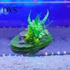 Safe PVC Resin Ornament Floating Rock Aquarium Decoration, Realistic Moss with Shrimp Resting Shelter Cave, Fish Tank Hideout for Betta Guppy