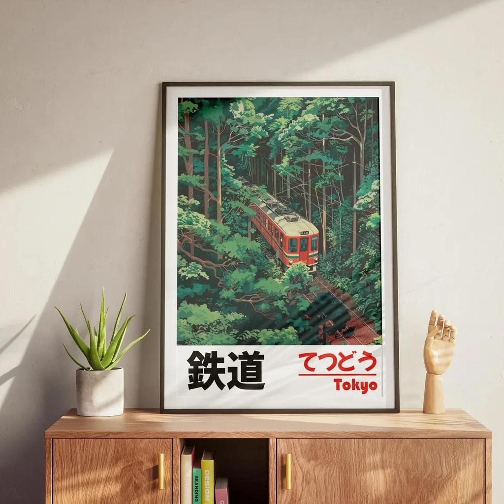 Retro Japanische Landschaft Leinwanddruck Asiatische Kunst Eisenbahn Wandkunst Poster Modernes Wohnzimmer Schlafzimmer Badezimmer Heimdeko