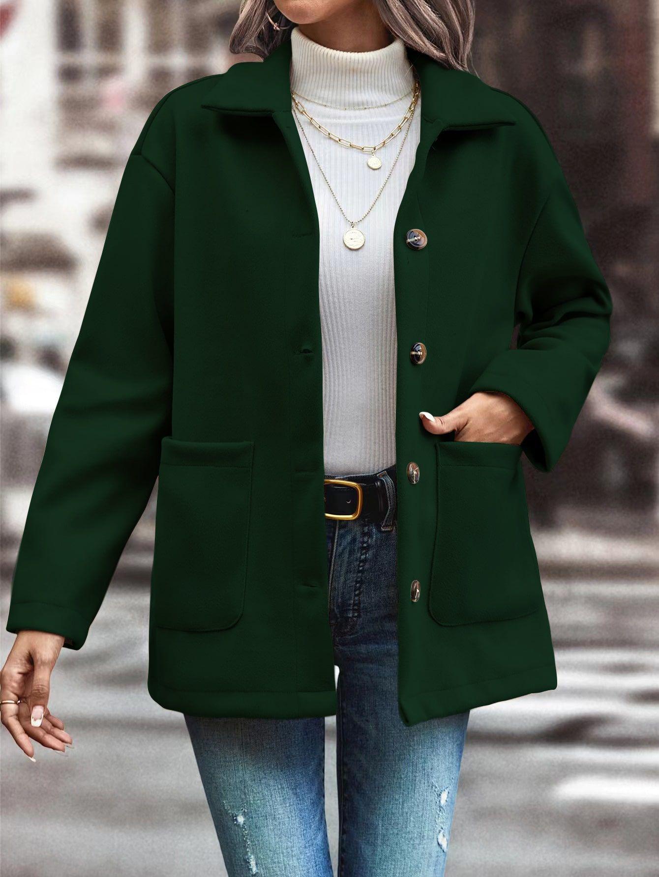 

Женское европейское и американское модное пальто с лацканами и длинными рукавами Small