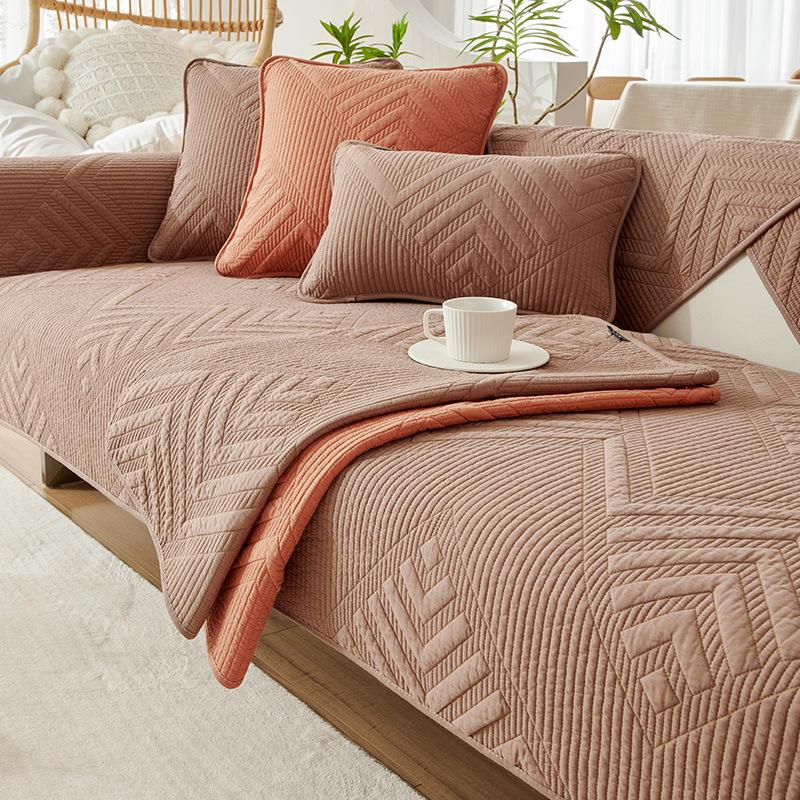 Pure Cotton Sofa Cushion Four Seasons Universal Non-Slip Simple Modern Cotton Fabric Seat Cover Cover All-Inclusive Universal Cover Towel