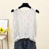 Women's Shiny Silk V-Neck Sleeveless Vest New Spring/Summer Style with Loose Fit and Diamond Accents