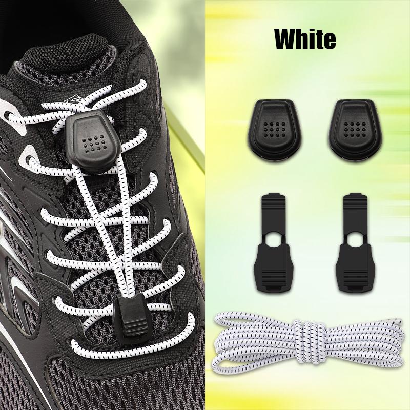 1Pair Press Lock Buckle Lazy Shoe Laces Elastic Round Shoelaces with For Kids Adults Suitable for A Variety of Shoes