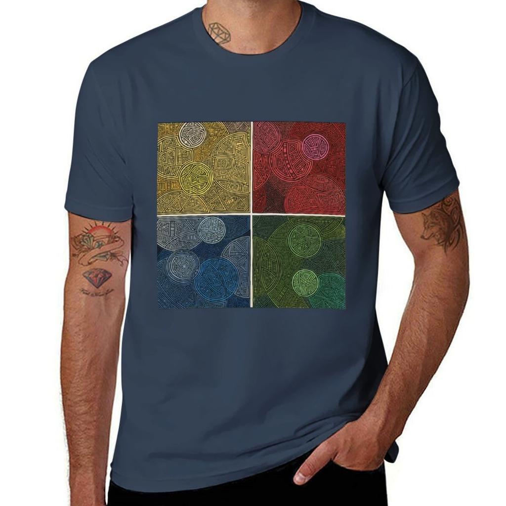 Circles In Squares Tshirt Sports Casual Short Sleeve Cotton Tee Tshirt
