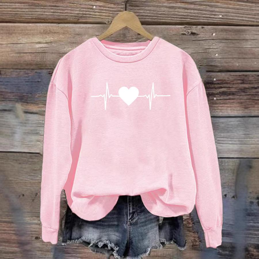 Spring Long Sleeve Asian Letter Print Raglan Round Neck Sweatshirt Women