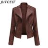 BITCED Spring/Autumn Women's Leather Jacket - Short Fit, Slim-Cut, Lightweight Leather Coat, Biker Style
