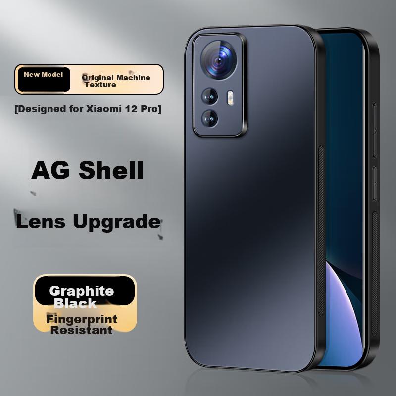 Xiaomi 12 Pro Phone Case, Xiaomi 12S Pro Protective Cover, AG Frosted Lens Full Protection, Simple XIAOMI Luxury Style, Unisex Outer, Graphite Black