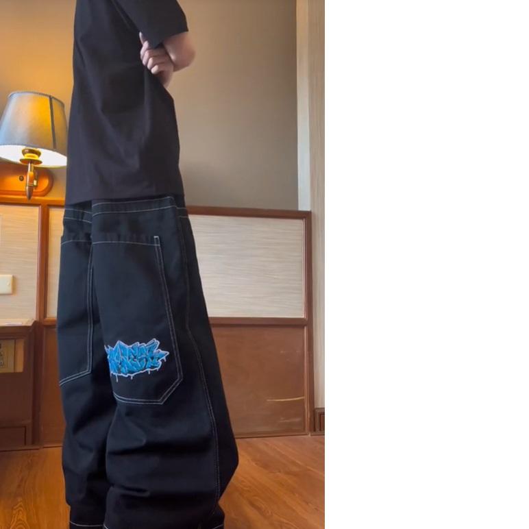 Women's Summer Denim Trousers Pattern Embroidered Jeans Hiphop Hip-hop Loose Wide-leg Jeans