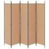 5 Panel Room Divider Beige 250 X 200 Cm Fabric
