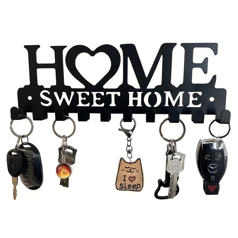 

1pc Home Love Shape Key Chain Wall Mounted Entrance Organizer Rack with Hooks, No Drilling, Suitable for Living Room Home Decoration