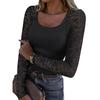 Women's Fashionable Solid Color Round Neck Long Sleeved Slim Fit Bottom Shirt Top
