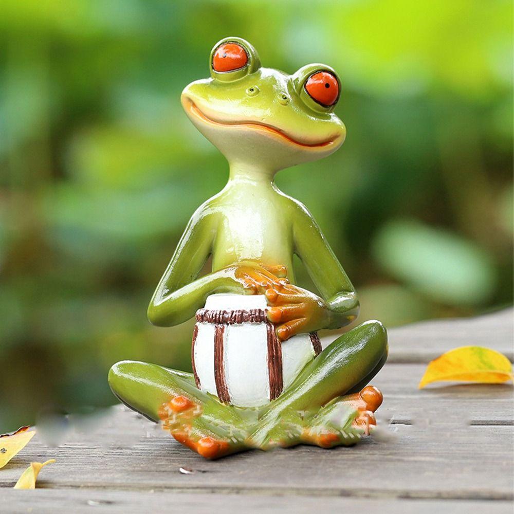 Resin Frog Statue Creative Miniatures Figurine Crafts Animal Sculpture Rockery