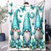 Fantasy Gnome Flannel Blanket Holiday Pastoral Dreamy Design for Bedroom Sofa Kids Room Perfect Gift for Family Couples Friends