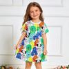 Sommer Neuankunft Prinzessinnenkleid für Mädchen Kurzärmeliges Kleid mit Hundeprint für junge Damen