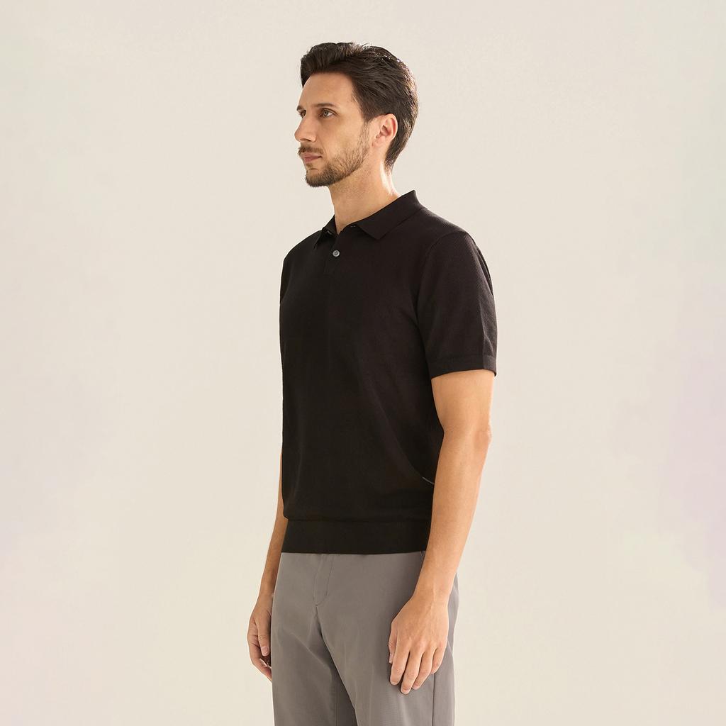 FERRAROMILANO Cotton Blend Collared Knit Black (Am0Gtsy20339)