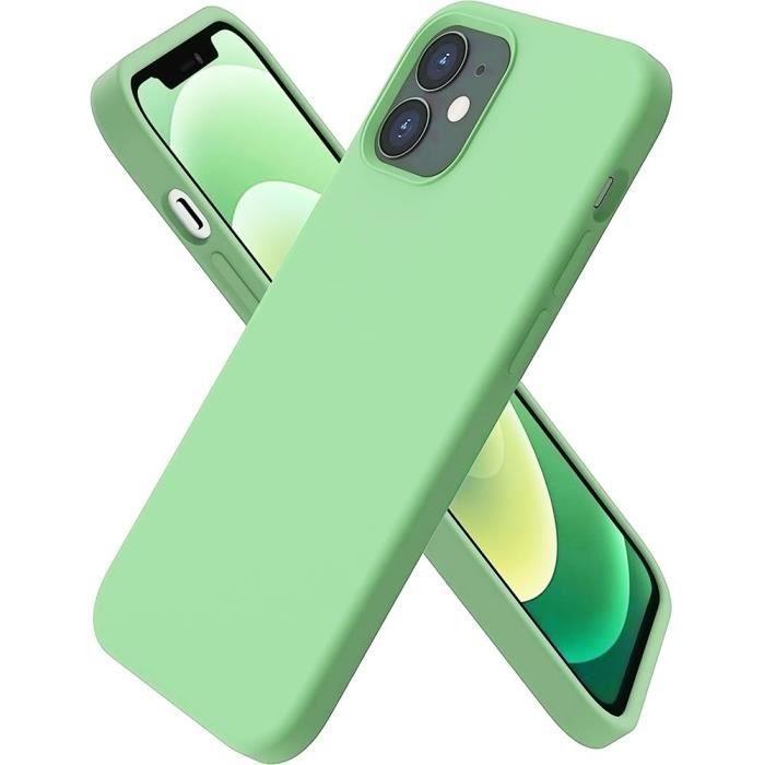 Coque silicone pour iphone 13 (6,1") vert et 2 verres trempés vitre protection d'écran