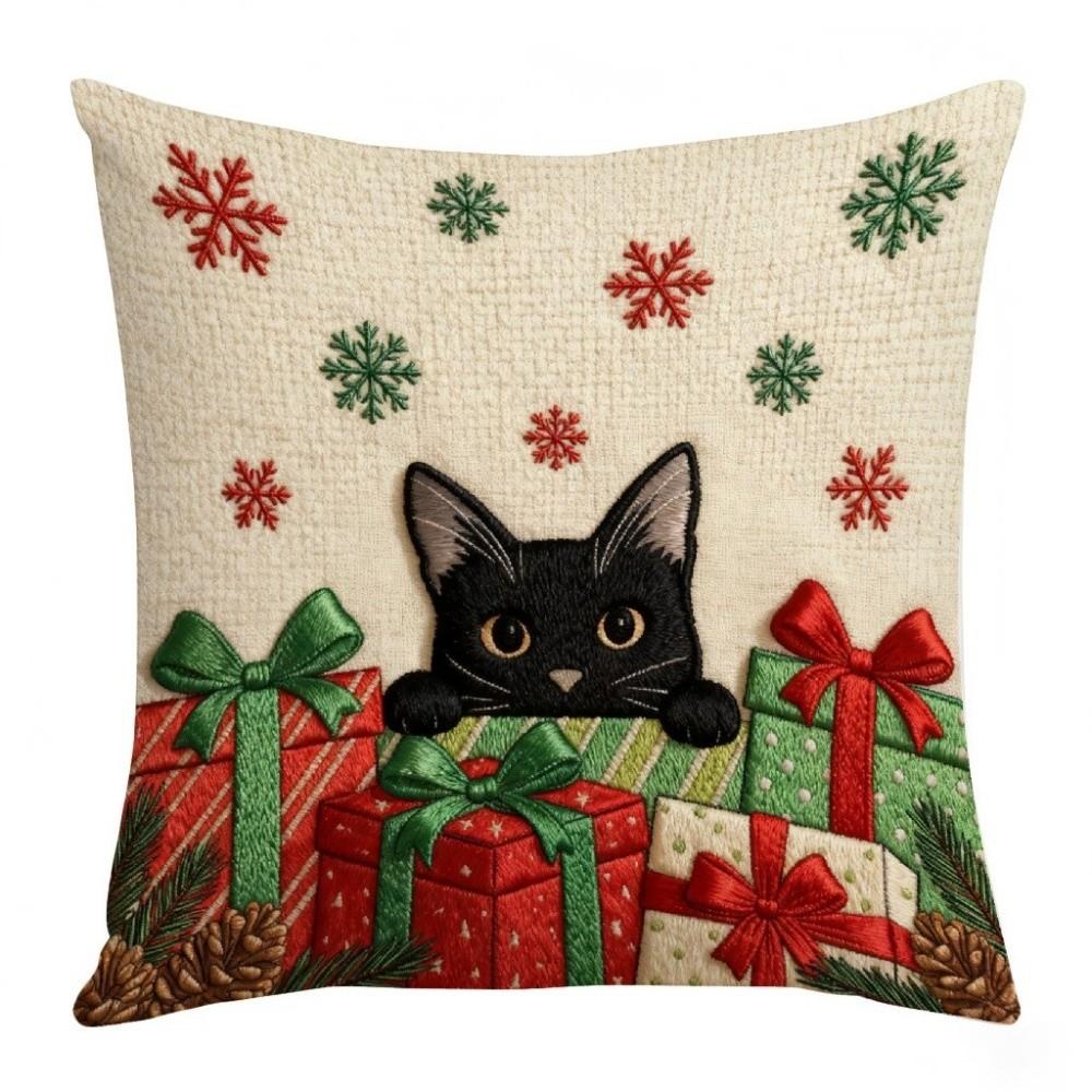 Festive Soft Christmas Pillow Covers 2D Printed Deer Throw Cushion Case Square Plaid Xmas Tree Pillowslip Living Room Decor