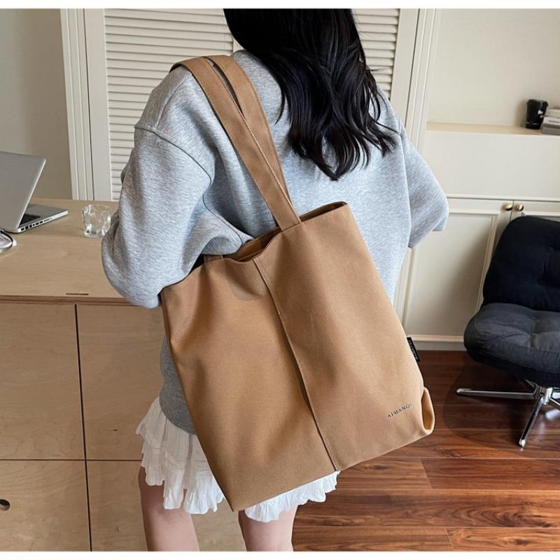 Simple Casual Shopping Bag Canvas Bag New Fashion Retro Texture Tote Shoulder Bag