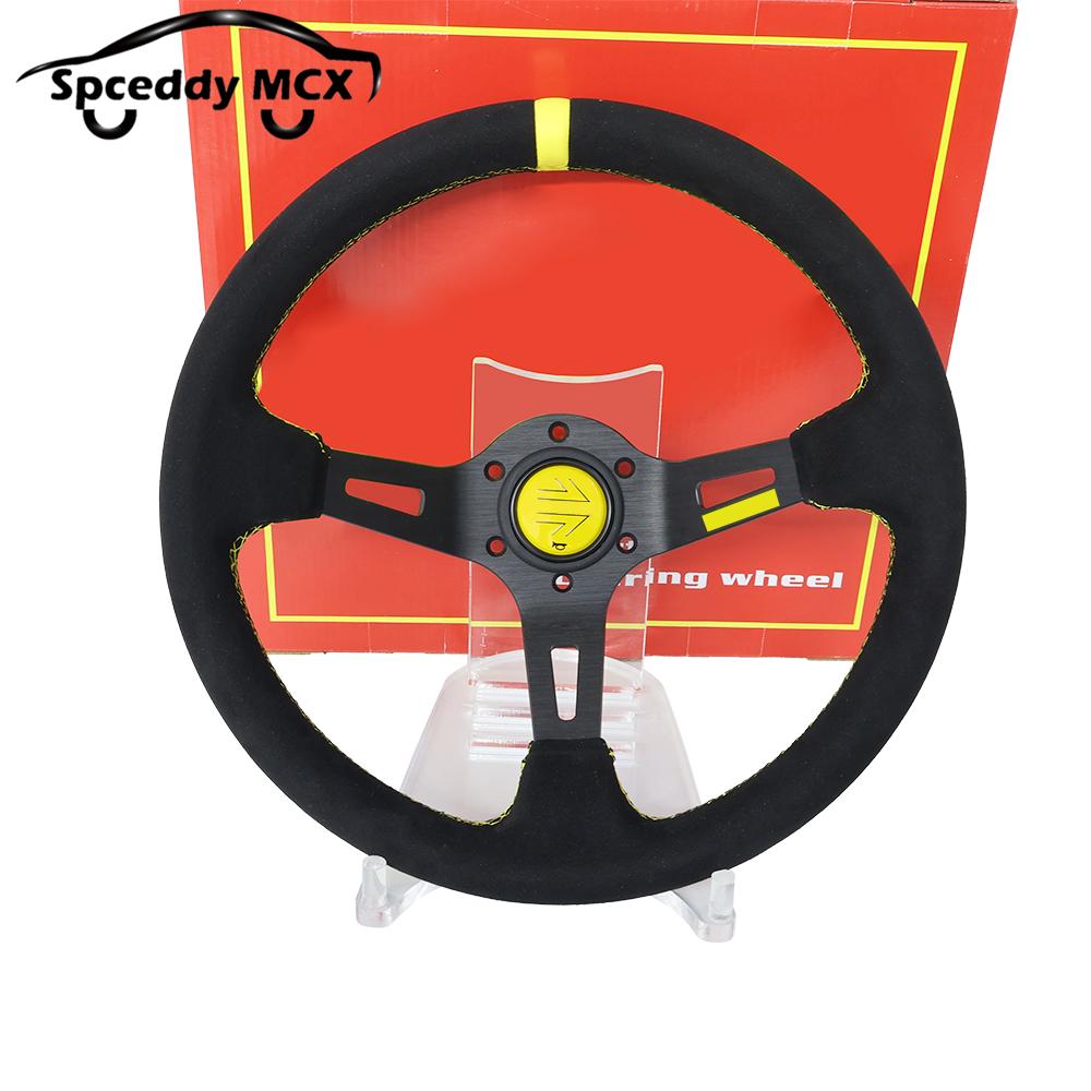 13.5inch 335mm Racing Steering Wheel Suede Deep Dish Car Sports