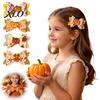 Festival Style Hair Accessories Thanksgiving Turkey Bow Clip for Girls, Decorative Pins, Maple Leaf Pins Double Layer Glitter Clip, Cute Autumn