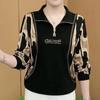 Damen-Top mit Herbstdesign, Aufdruck, Reißverschluss, Rundhalsausschnitt, langen Ärmeln, Streetwear-Stil, Y2K-Top