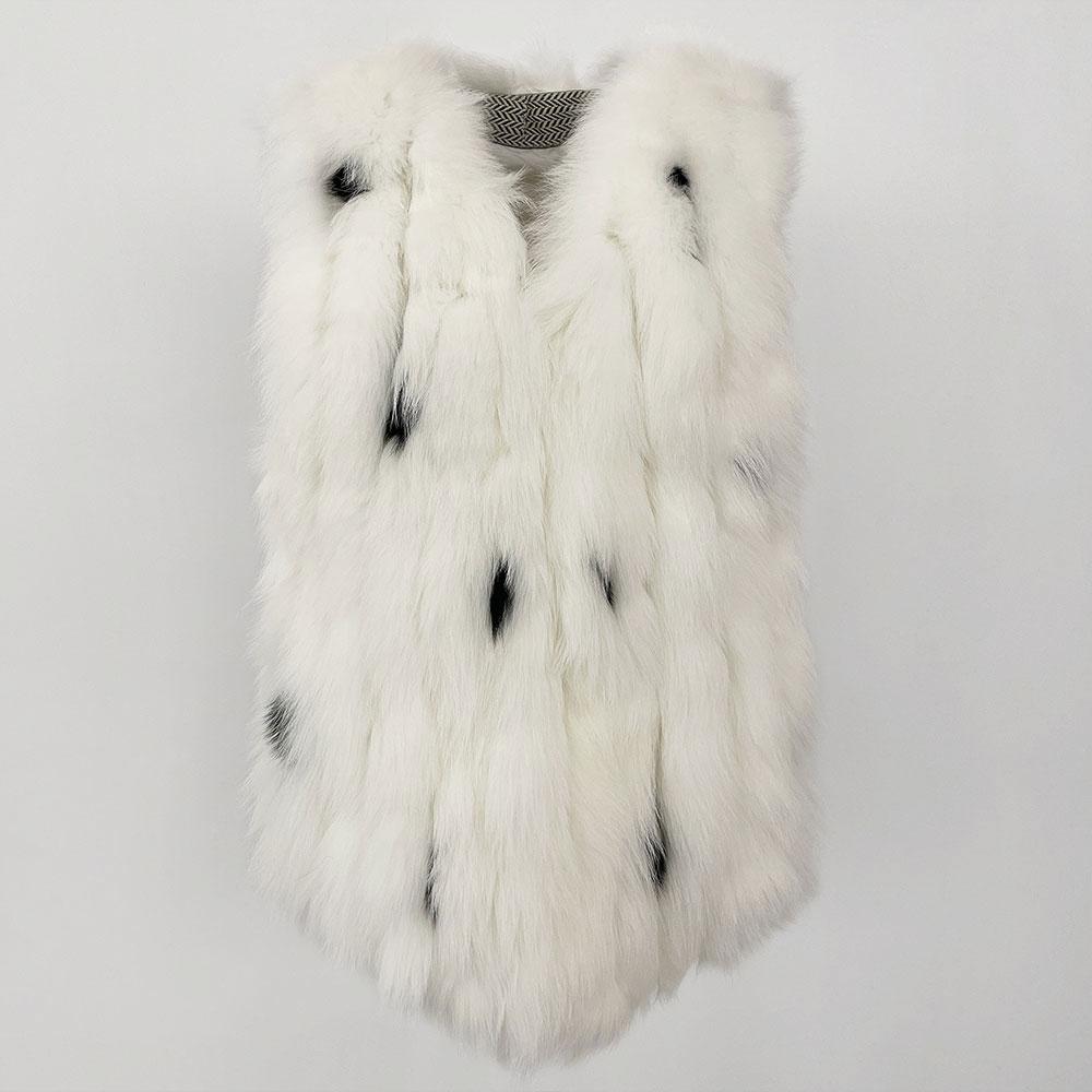 OFTBUY Winter Thickened Warm V-neck Natural Fox Fur Woven Fur Vest Women's Short Korean Style Casual Elegant