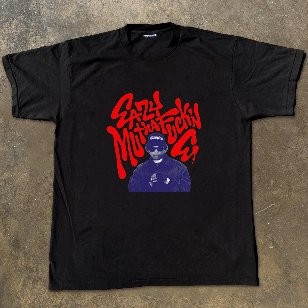 2026 Rock Rap Summer Short-Sleeved Shirt - West Coast Hip Hop - Eazy-E Vintage Loose Fit Heavyweight Cotton T-Shirt S