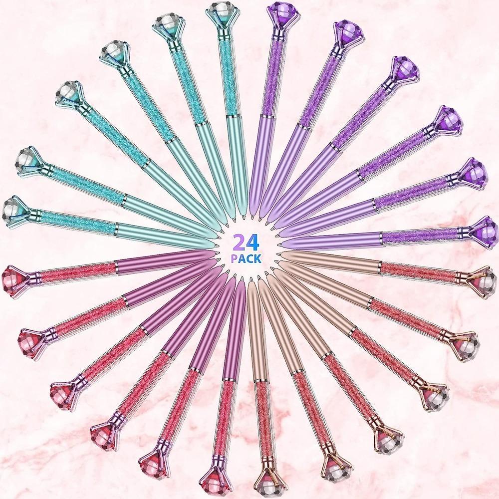 

24 шт. персонализированные пластиковые ручки с розами и красными бриллиантами для выпускного офиса