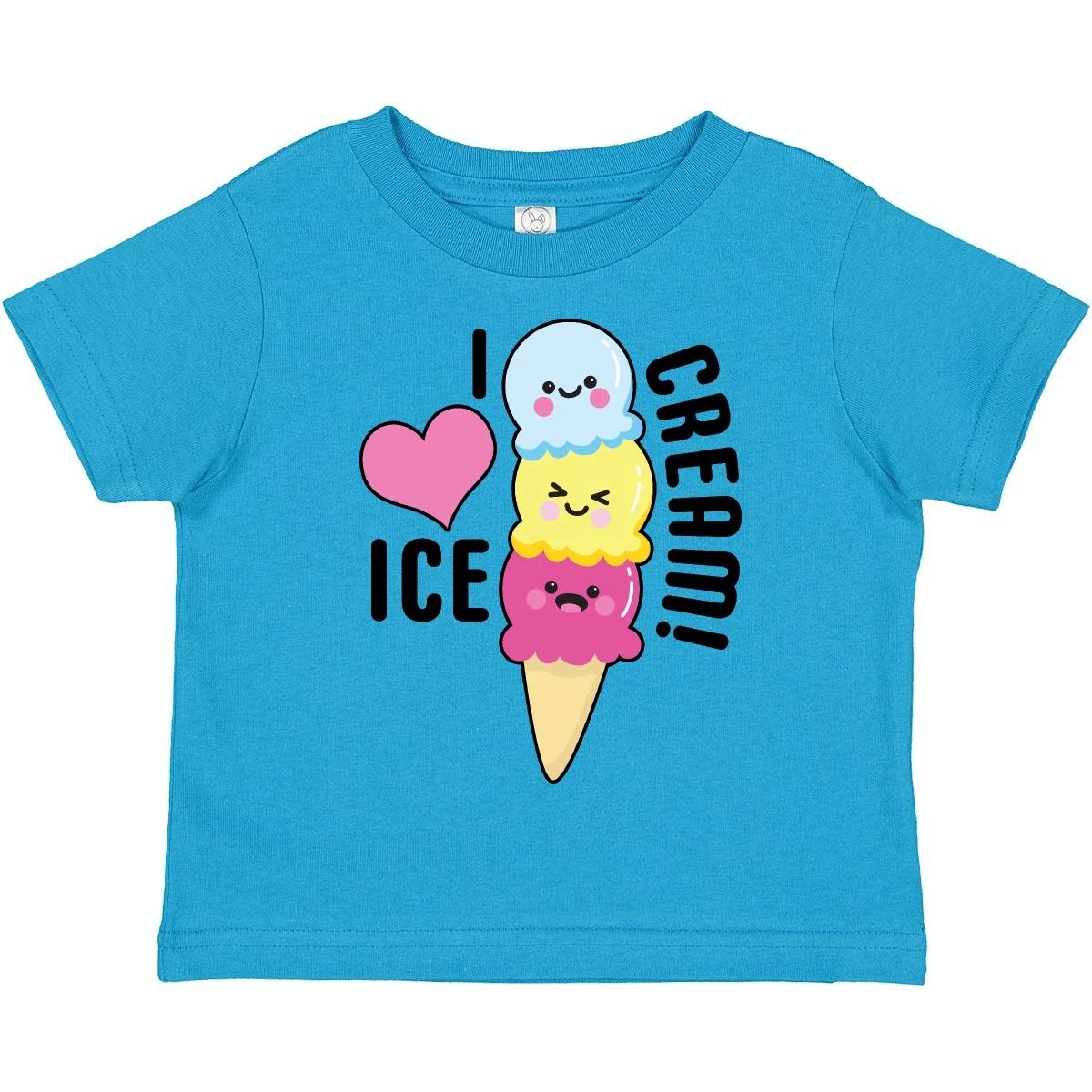 Inktastic I Love Ice Cream With Cute Ice Cream Cone Toddler T-Shirt Food Month 140