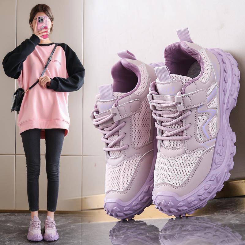 2025 New Women's Shoes Korean Version Fashion Personalized Tire Shoes Mesh Breathable Slim Slim Girl Dad Shoes