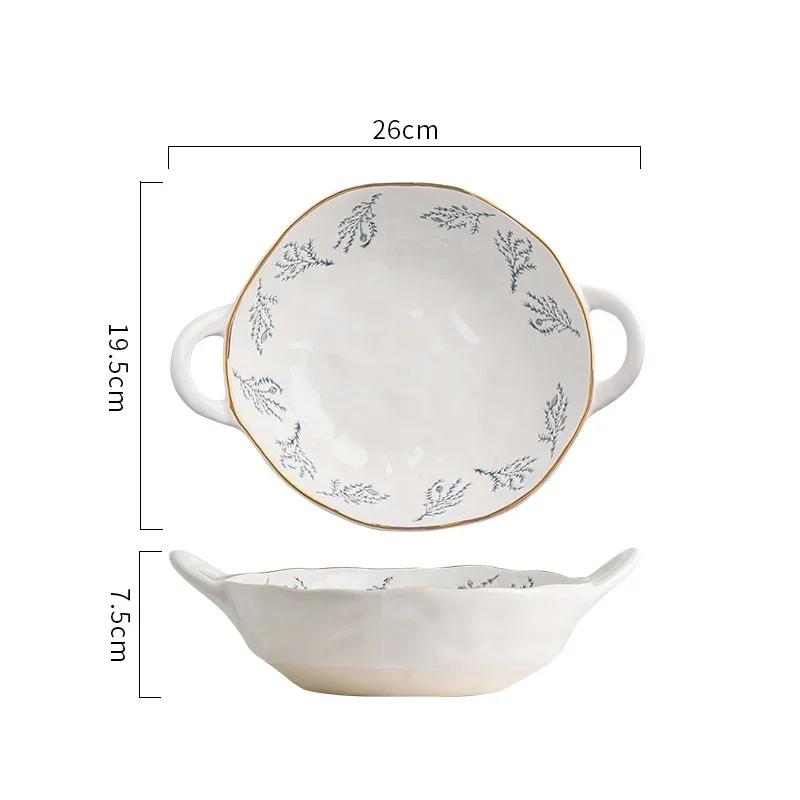 Creative Retro Ceramic Bowls Light Luxury Restaurant Large Soup Bowl Household Delicacies Ramen Bowl Unique Tableware