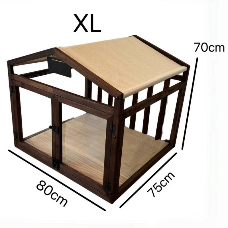 Wooden Transparent Pet House with Double Doors Indoor Dog Cat Crate Fence Stable Safe Houses for Small To Medium Cats Dogs